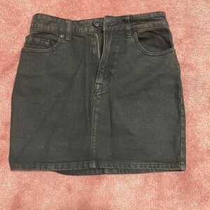 Black denim mini skirt